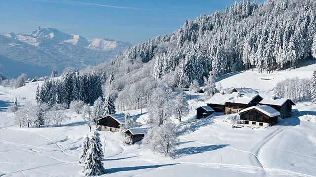 View of the beautiful village of Samoen